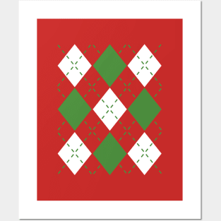 Ugly Argyle lozenges pattern Christmas sweater Posters and Art